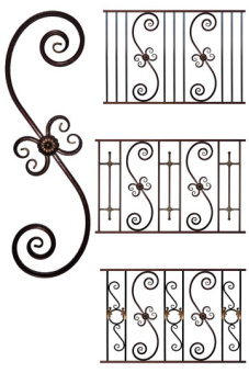 Кованый элемент ковки металлический орнамент Балясина БП-21 280х860 мм